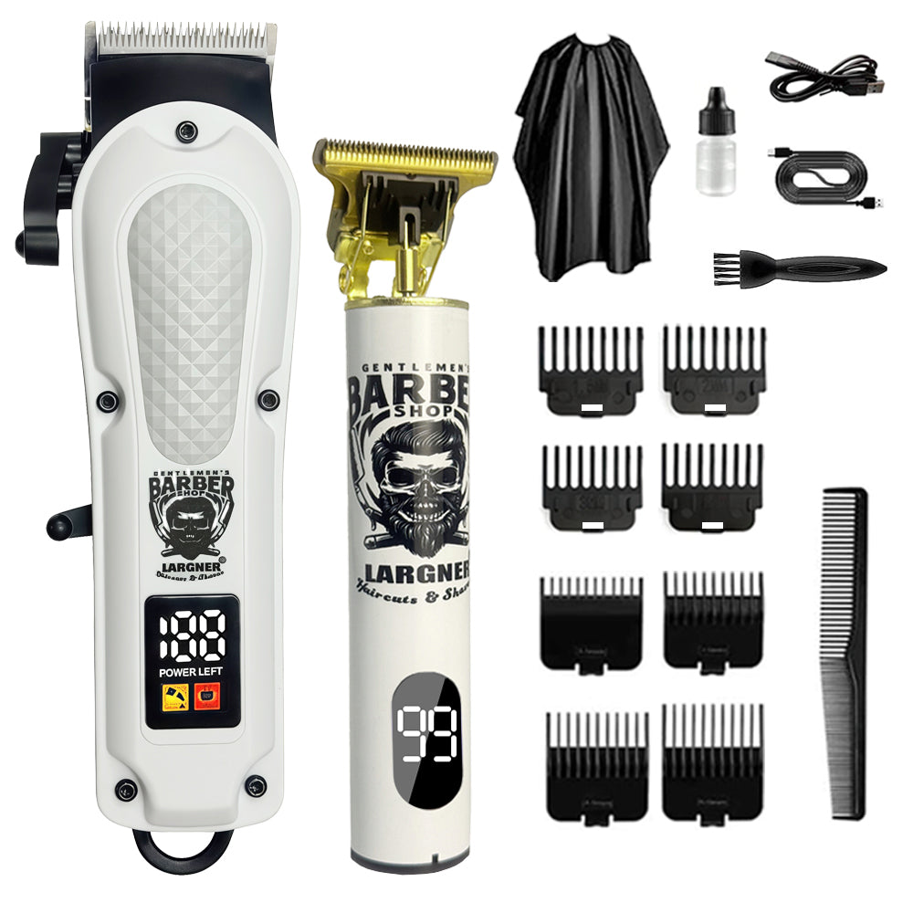 LARGNER Professional Hair Clippers for Men, 3-in-1 Cordless Barber Clipper & Edger Set with Foil Shaver, Mens Grooming Kit with LED Display, Gifts for Dad & Husband