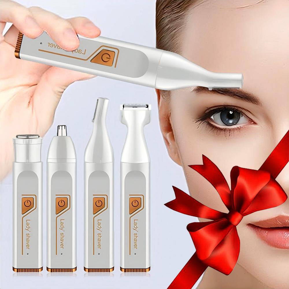 Pluxy Epil Pro 3.0 Women Face Epilator, 5 in 1 Epilator Hair Removal for Women, Electric Rechargeable Facial Hair Divice for Face,Lip,Chin with 5 x Replacement Heads, Nose Trimmer for All Skin Types