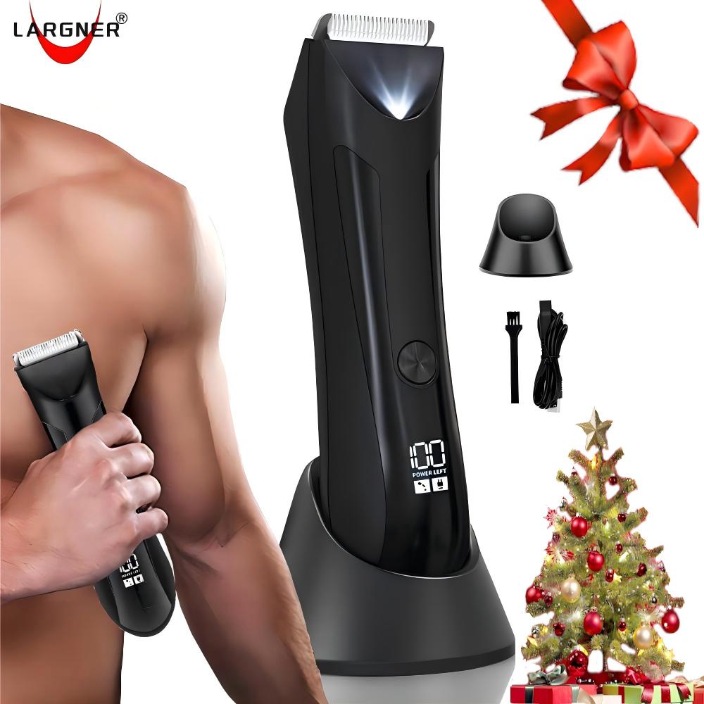 Electric Body Hair Trimmer for Men, Pubic Hair Trimmer Clipper Shaver, Mens Gift Rechargeable Cordless Body Hair Groomer with Four Guide Combs for Body Hair, Ball and Groin Area.