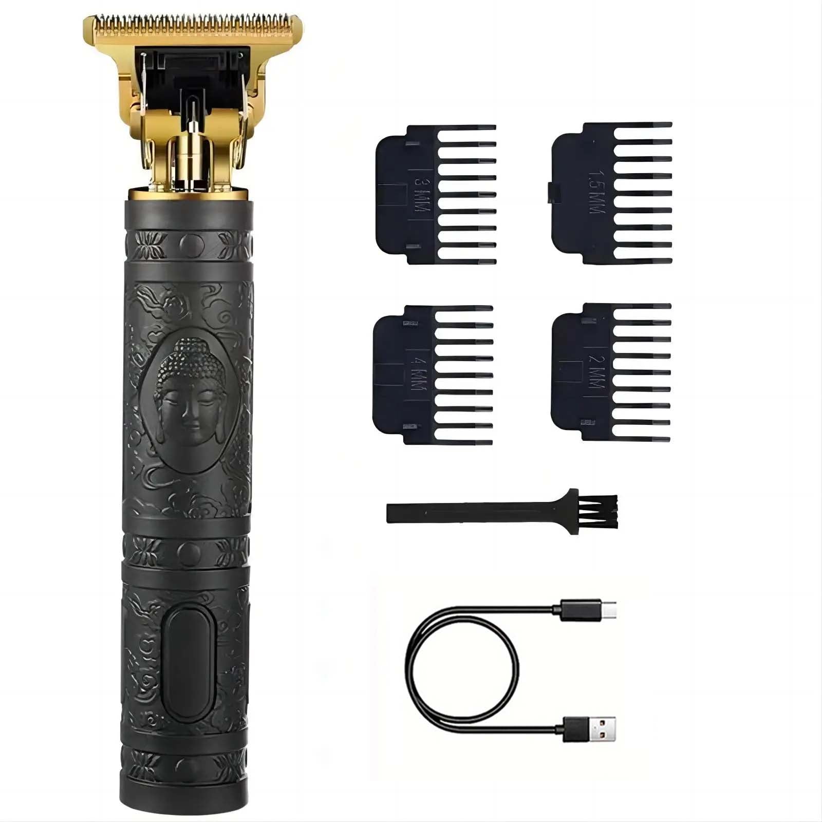 Hair Clippers for Men, Professional Hair Trimmer Zero Gapped T-Blade Trimmer Cordless Rechargeable Edgers Clippers Electric Beard Trimmer Shaver Hair Cutting Kit with LCD Display Gifts for Men (Gold)