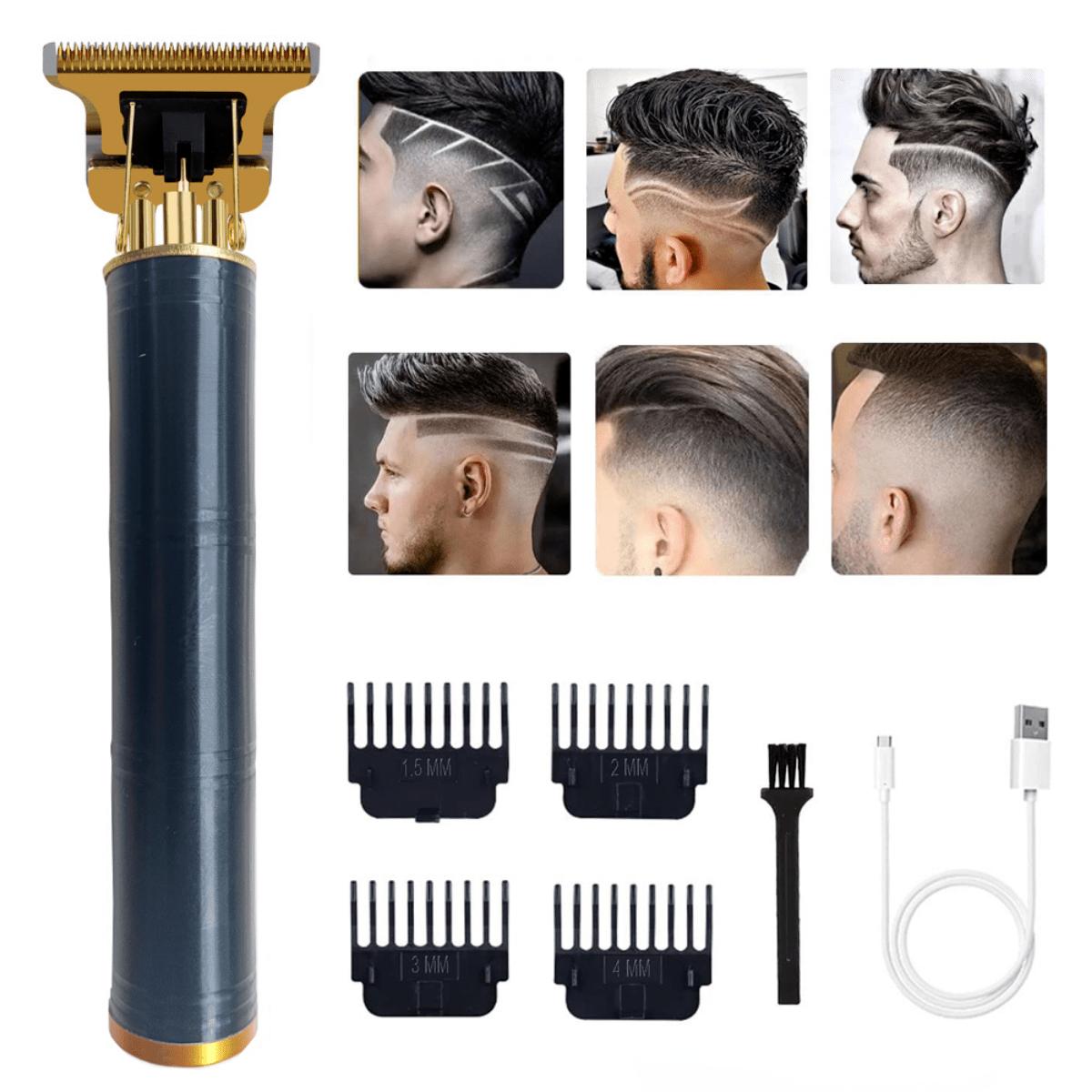 Professional Cordless Hair Clipper and Trimmer for Men, T Blade Zero Gapped Rechargeable Beard Shaver, Hair Cutting Kit With Ear Spoon Tool Set, Black