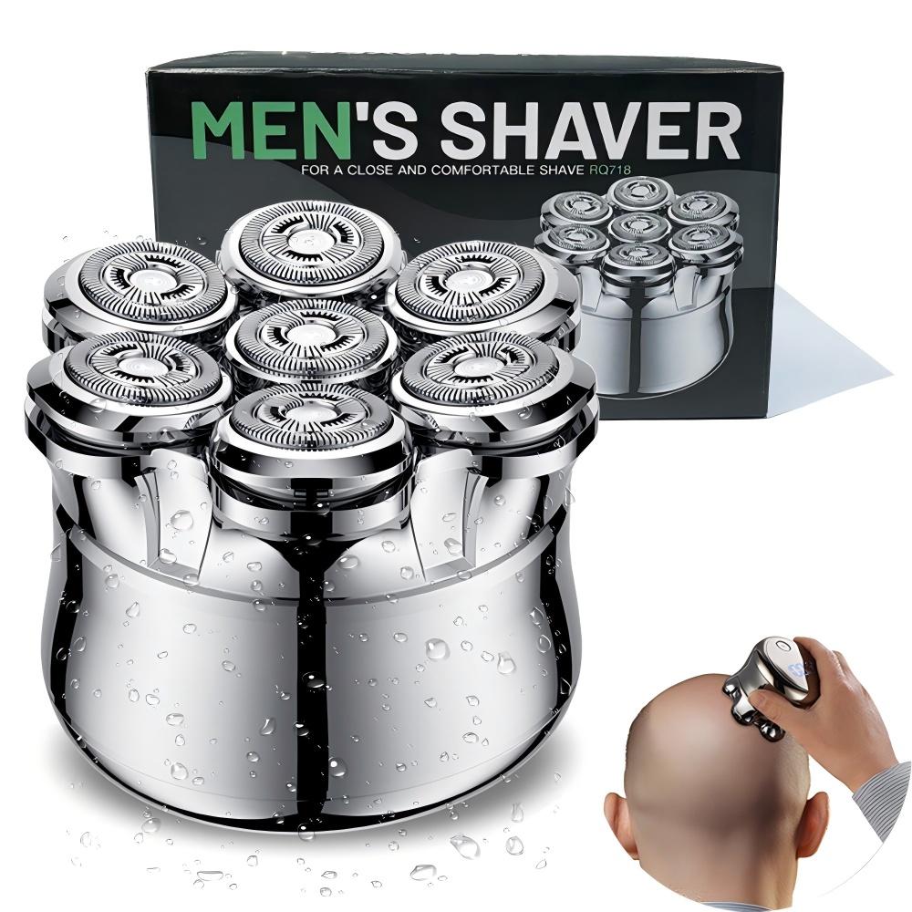 Head Shavers for Bald Men, Bald Head Shavers for Men, Wet Dry Men's Electric Razor for Face Shaving Waterproof, Cordless 7-Blade Shaver for Man Face, Rechargeable Grooming Kit Gift for Man, Silver