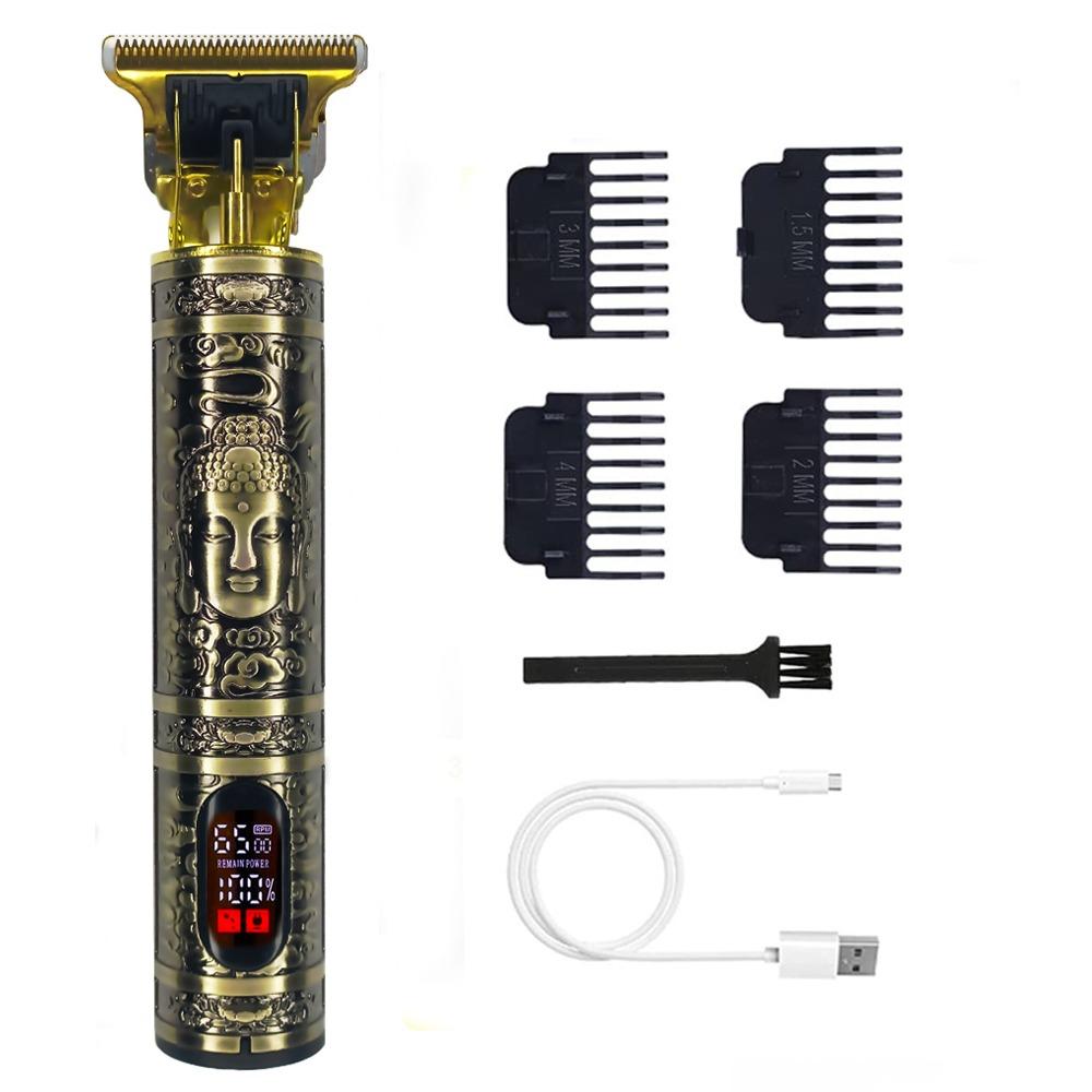 Professional Beard Trimmer for Men, Hair Clippers with 4 Limit Combs, Cordless Rechargeable with LCD Display, Approaching Zero Gapped Cutting Grooming Kit