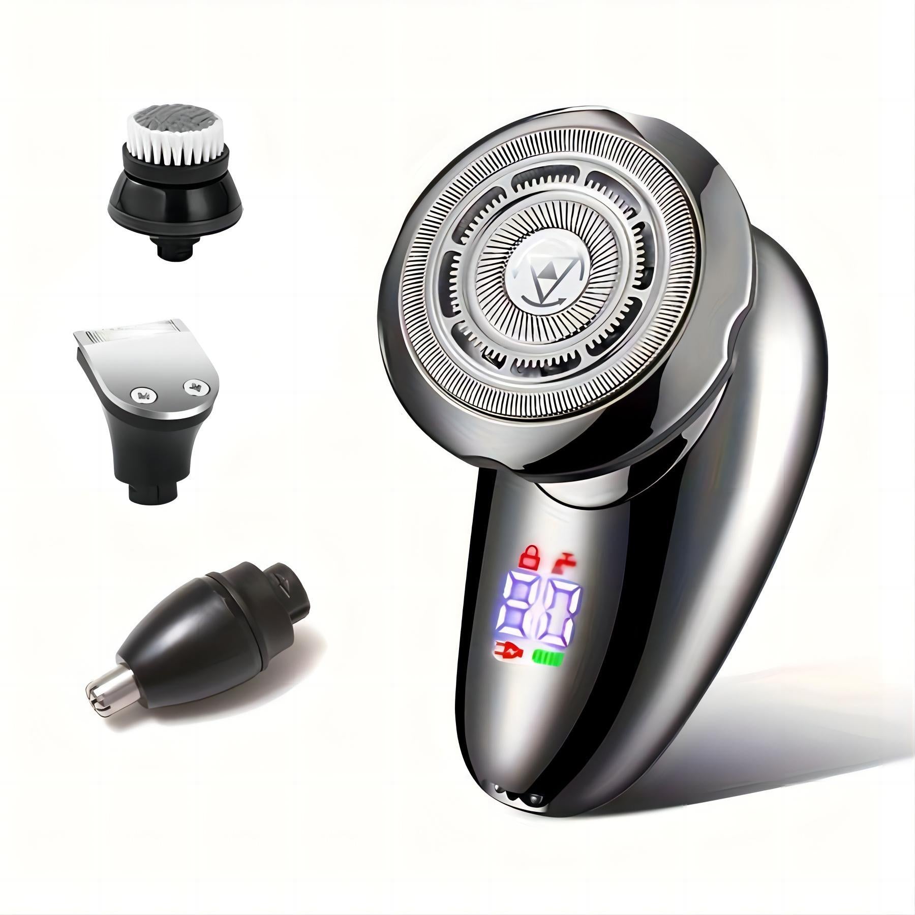 Electric Shaver One-Button Use Electric Razor for Men Rotary Portable Mini Shaver Pocket Size, Rechargeable, Wet&Dry, IPX6 Waterproof, Travel, Home, Office, Car (Black)