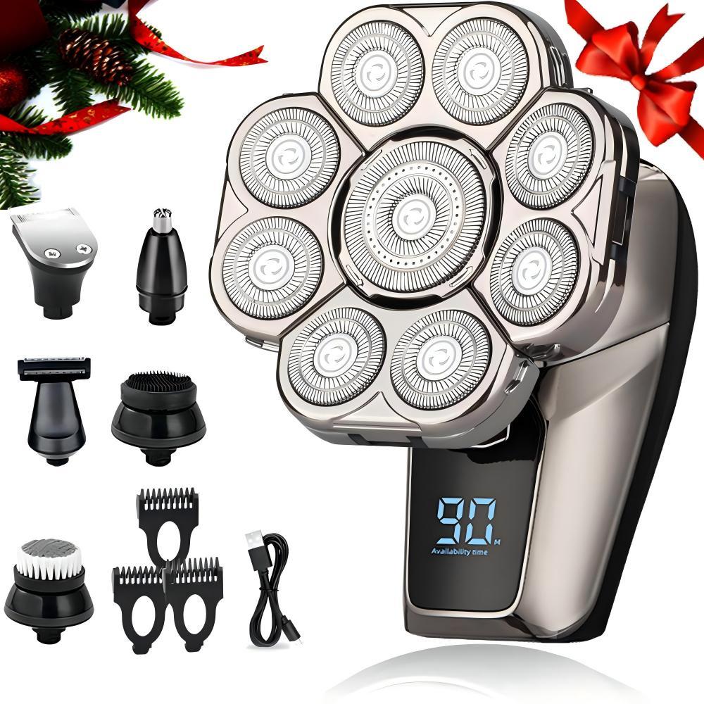 9D Head Shavers for Bald Men, 6-in-1 Electric Razor, Waterproof Wet/Dry, Cordless Rechargeable, LED Display