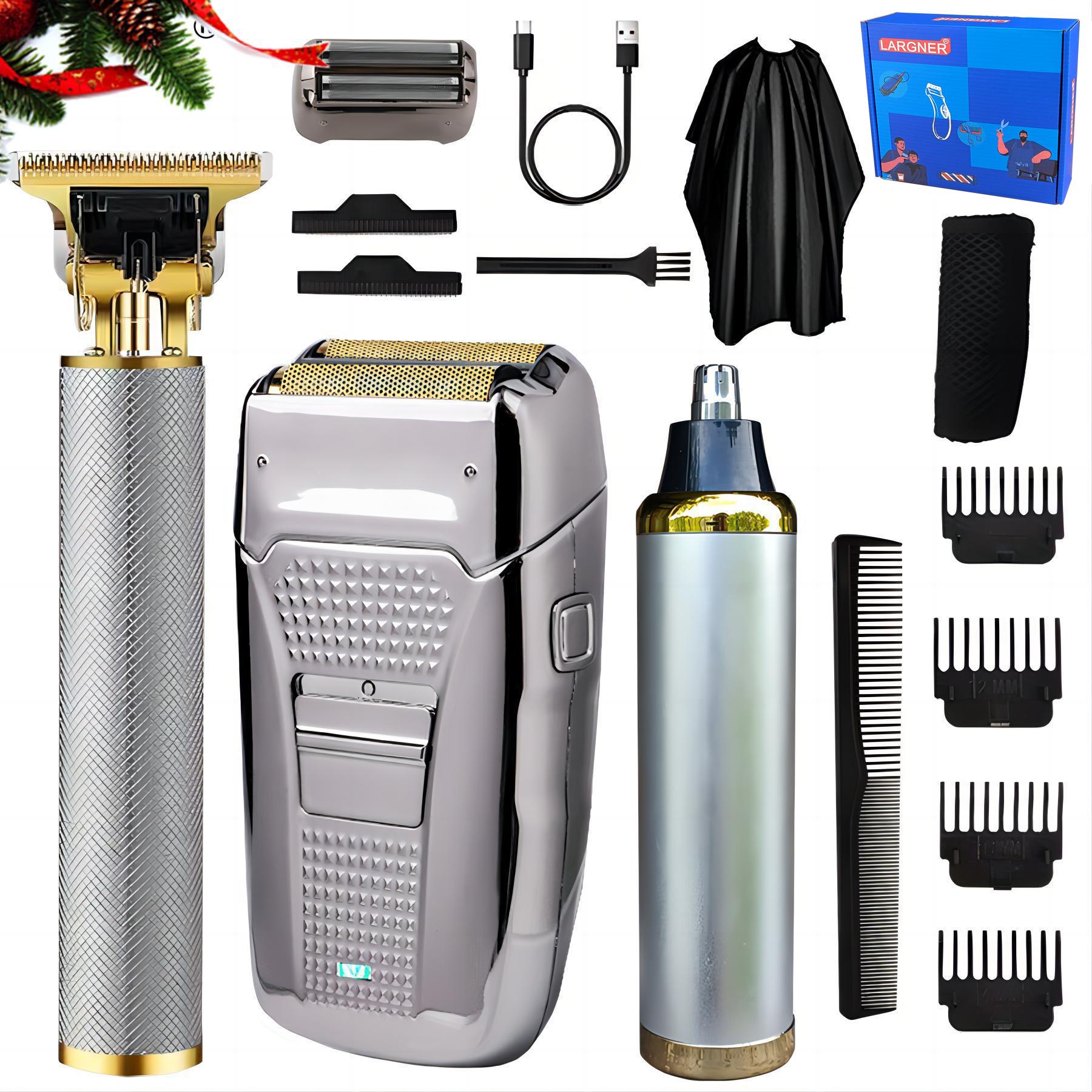 Yamloveme Trimmer, Electric Cordless Hair Clipper, Hair and Beard Trimmer for Men, USB-C Fast Charging, Waterproof Wet Dry, Zero Gap Beard Trimmer with 4 Guide Combs (Silver)