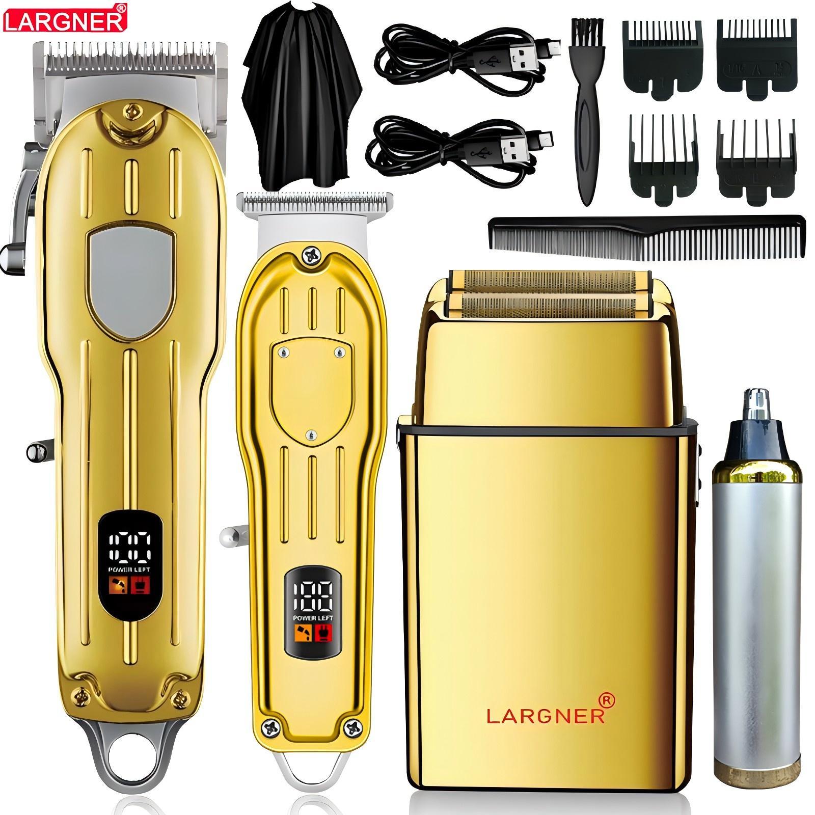 Mens Hair Clipper Professional Hair Trimmer Barber Clipper Set Beard Trimmer Cordless Hair Cutting Grooming Kit LED Display USB Rechargeable