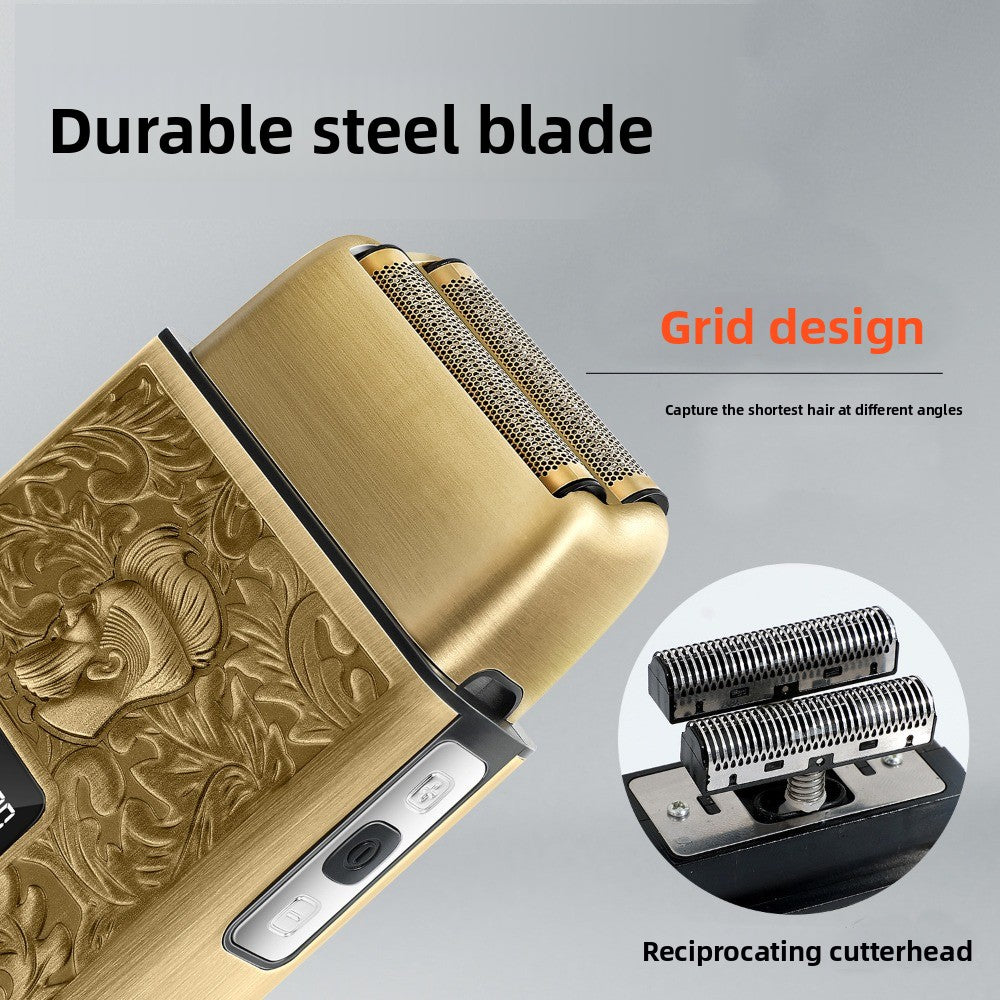 LARGNER Elite Series 3-Speed Electric Foil Shaver for Men, Cordless Metal Razor with Travel Lock & Smart LCD, Gold