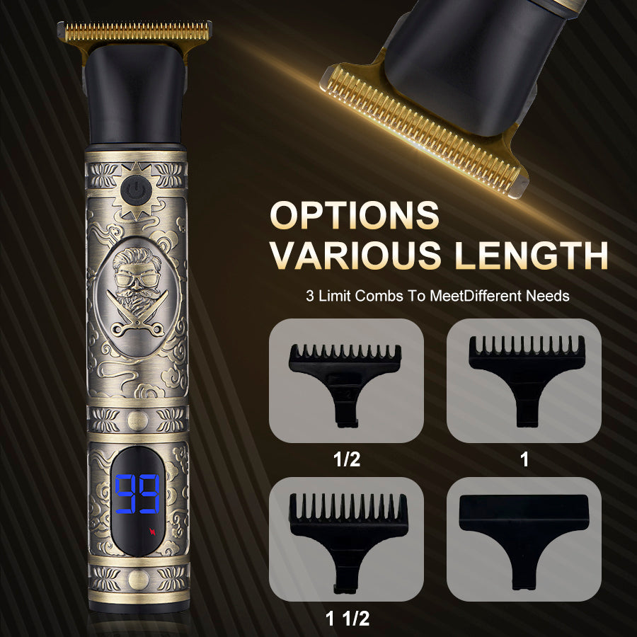 1 Professional Men's Electric Shaver with LED Display, USB Charging, Professional Hair Clipper, Trimmer, Beard Trimmer, Hair / Beard Trimmer, Hair Clipper Set