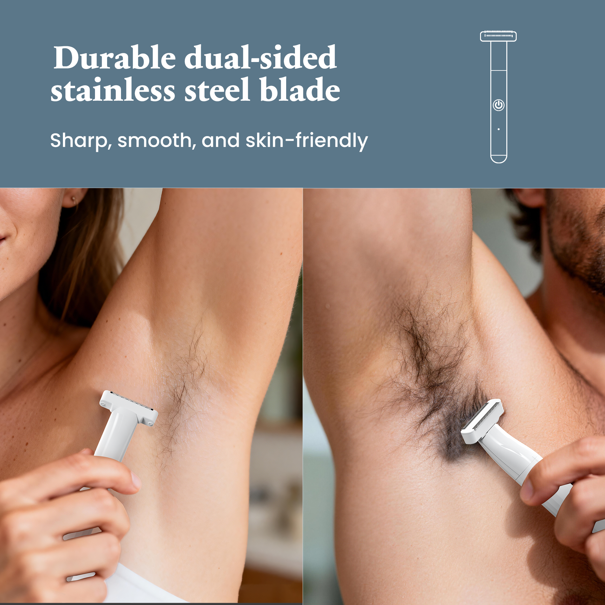 All-Age Electric Body Groomer – Double-Edged Intimate Trimmer for Sensitive Areas, Waterproof Cordless Design with Precision Guard