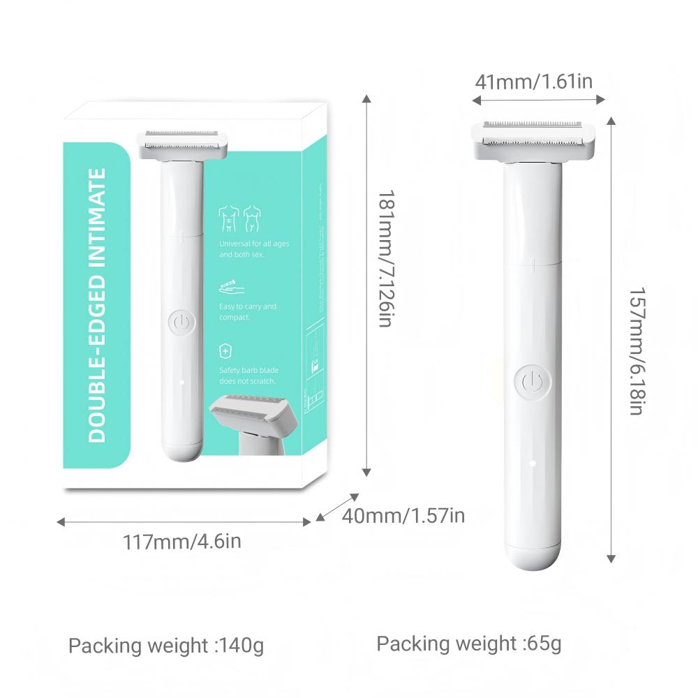 All-Age Electric Body Groomer – Double-Edged Intimate Trimmer for Sensitive Areas, Waterproof Cordless Design with Precision Guard