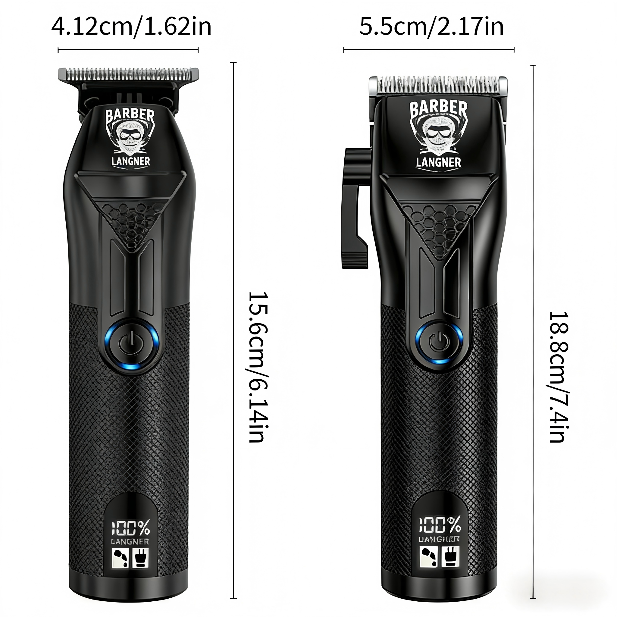 LARGNER Professional Hair Clipper & T-Blade Trimmer Set – 2-in-1 Cordless Barber Grooming Kit with Digital LED Display