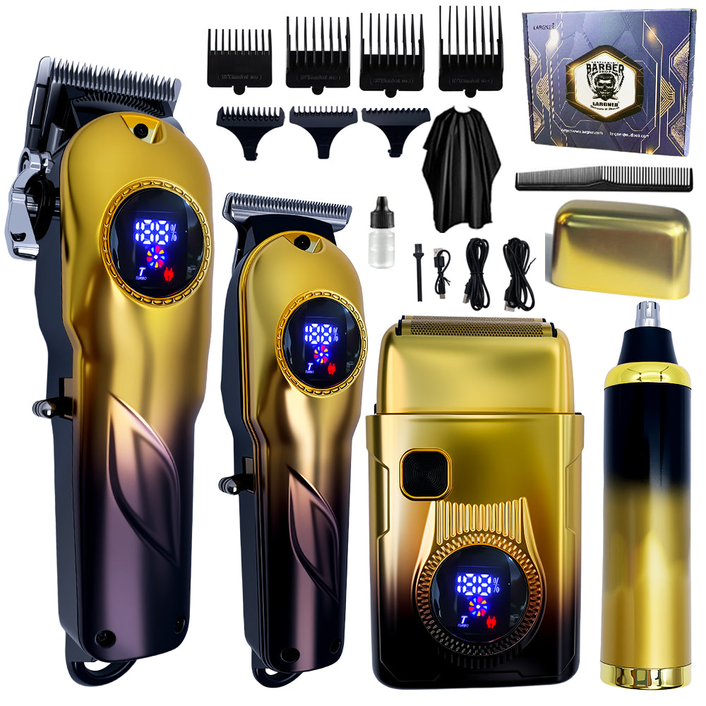 4 in 1 Professional Men's Hair Clipper Set, Shaver and Men's Facial Grooming Tool, Rechargeable Hair Clipper Kit and Trimmer, Cordless Electric Beard and Nose Hair Trimmer