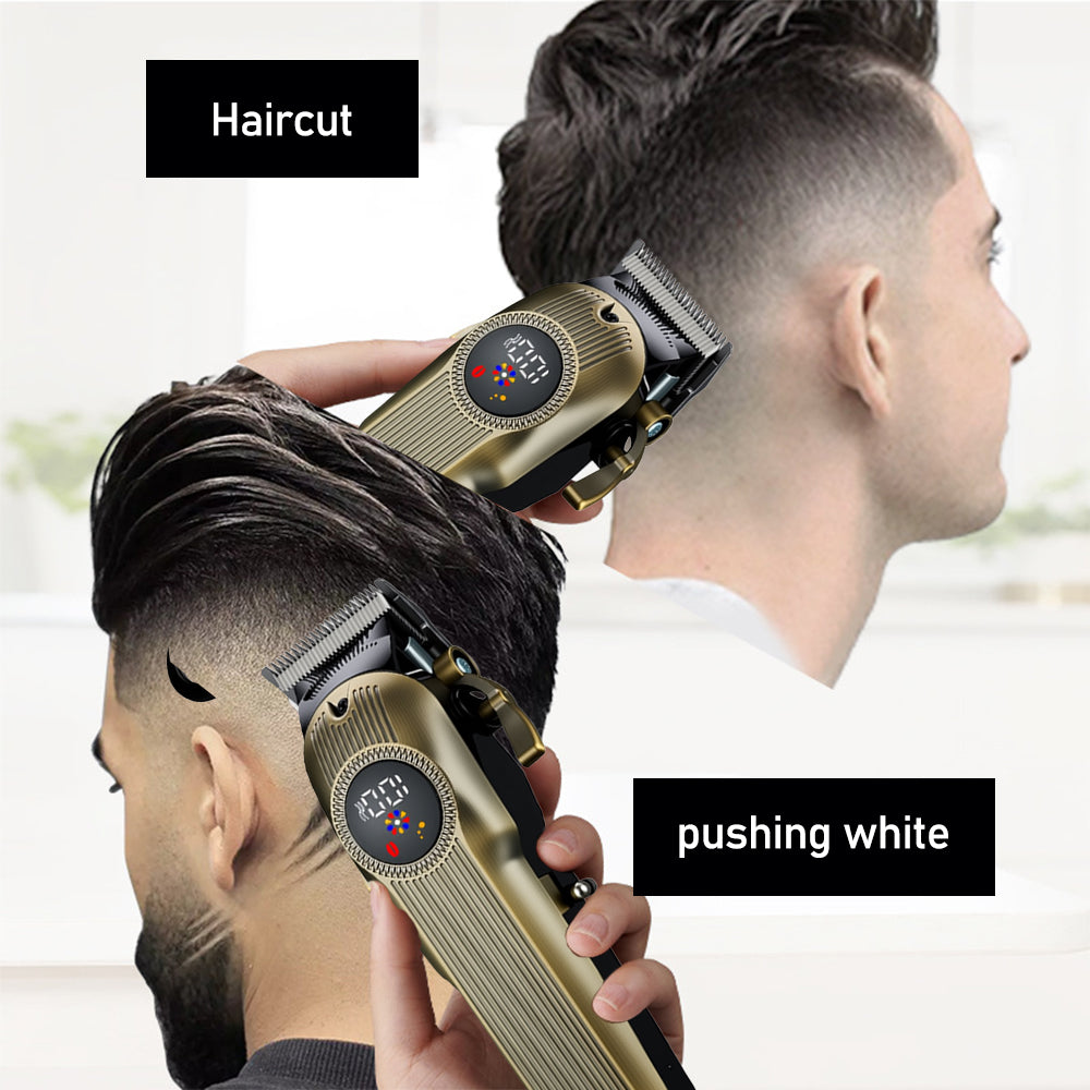 Professional 2-in-1 Hair Clipper and T-Blade Trimmer Set – Cordless Grooming Kit with Digital LED Display and Complete Guide Combs