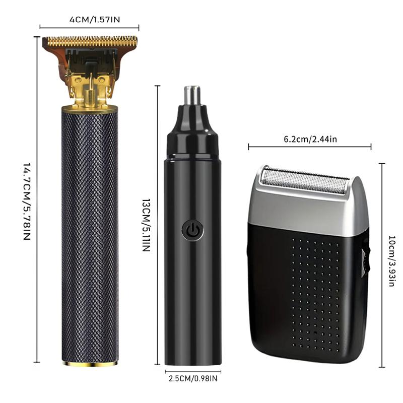Professional Cordless Hair Clipper and Trimmer for Men, T Blade Zero Gapped Rechargeable Beard Shaver, Hair Cutting Kit With Ear Spoon Tool Set, Black