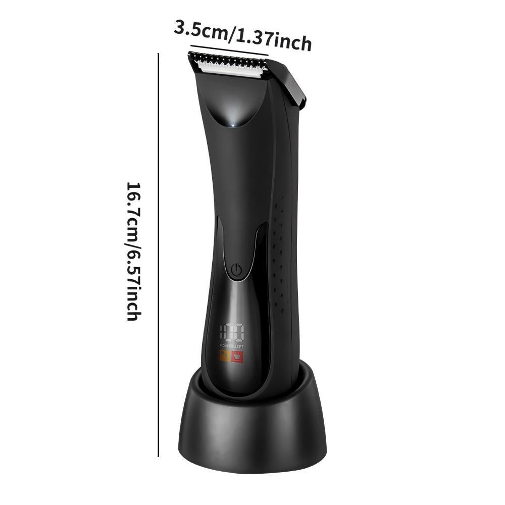 Groin Hair Trimmer for Men Waterproof Electric Manscape Body Hair Trimmer Ball Shaver Groomer for Pubic Body Grommer with Ceramic Blade, LED Light, Charging Base