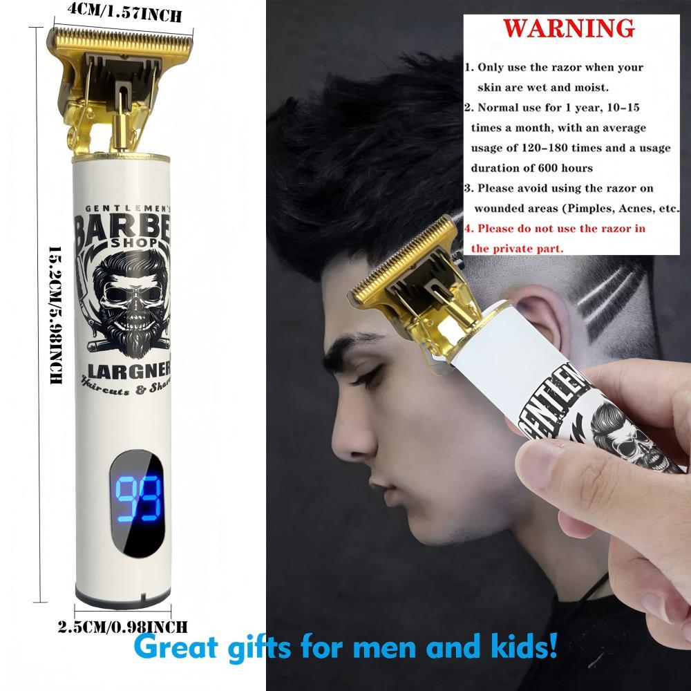 Electric Clippers Barber Grooming Kit Rechargeable Cordless Close Cutting T-Blade Trimmer Hair Clippers for Men Zero Gapped Detail Beard Shaver