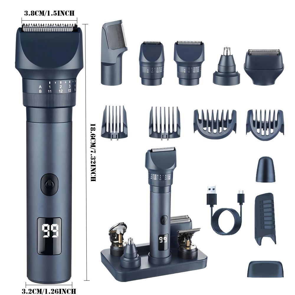 Beard Trimmer for Men Hair Clippers Haircuts Set with Precise Dial Adjustable 20 Length Setting - Close Electric Shavers Hair Trimmer Kit for Mens Face Head Body Nose Ear - USB-C Recharge Dock