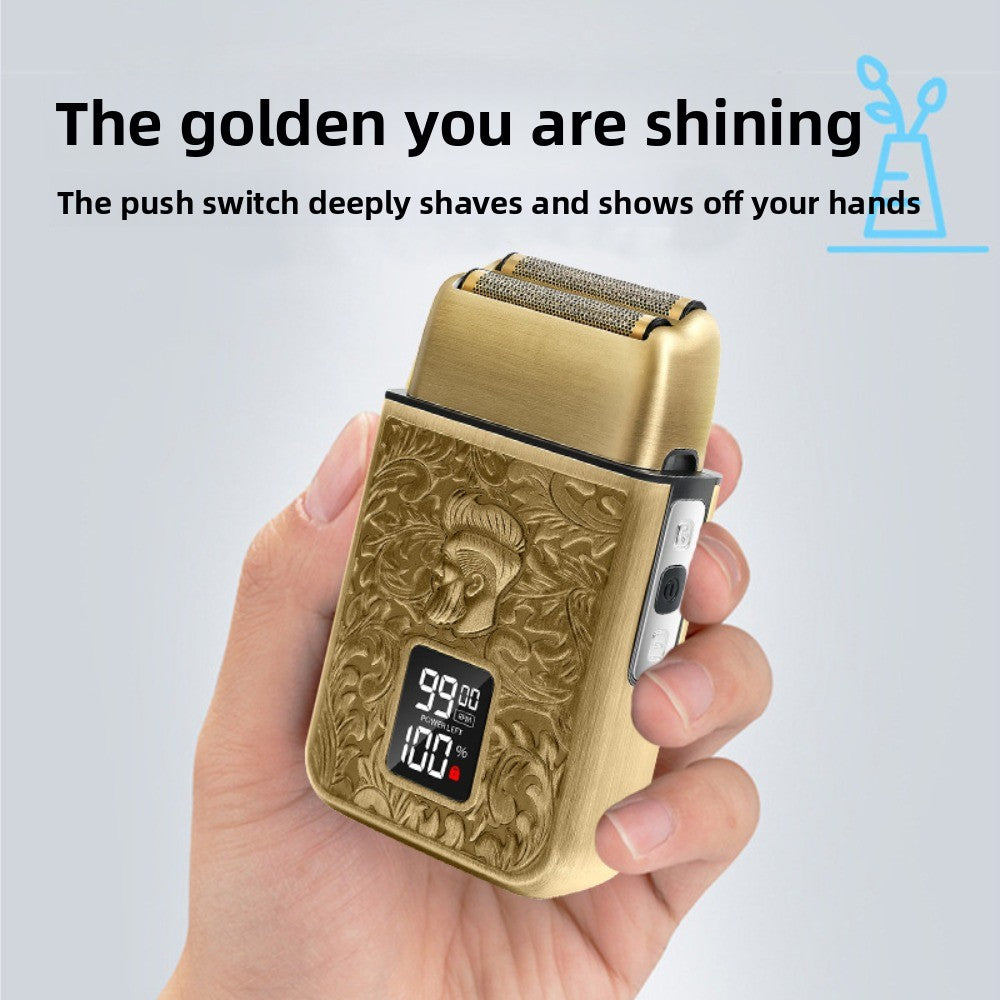 LARGNER Elite Series 3-Speed Electric Foil Shaver for Men, Cordless Metal Razor with Travel Lock & Smart LCD, Gold