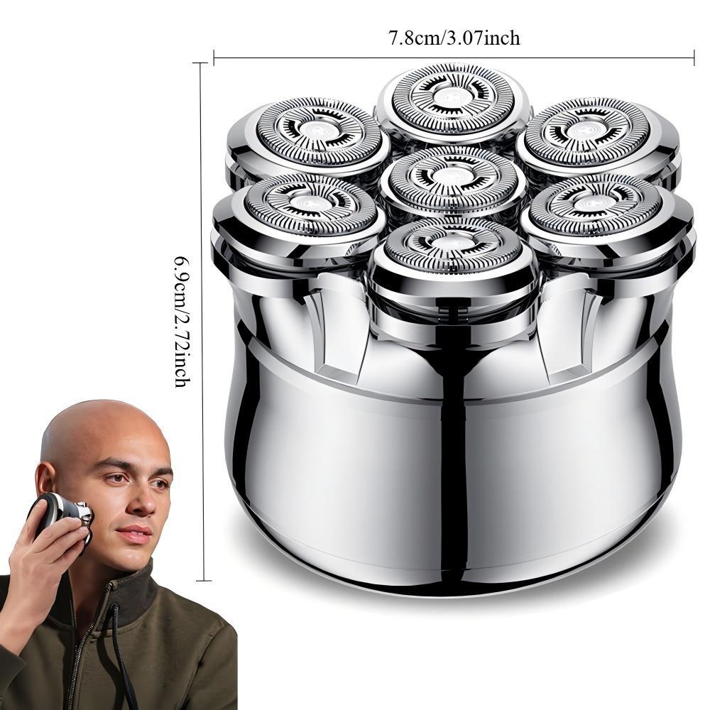 Head Shavers for Bald Men, Bald Head Shavers for Men, Wet Dry Men's Electric Razor for Face Shaving Waterproof, Cordless 7-Blade Shaver for Man Face, Rechargeable Grooming Kit Gift for Man, Silver