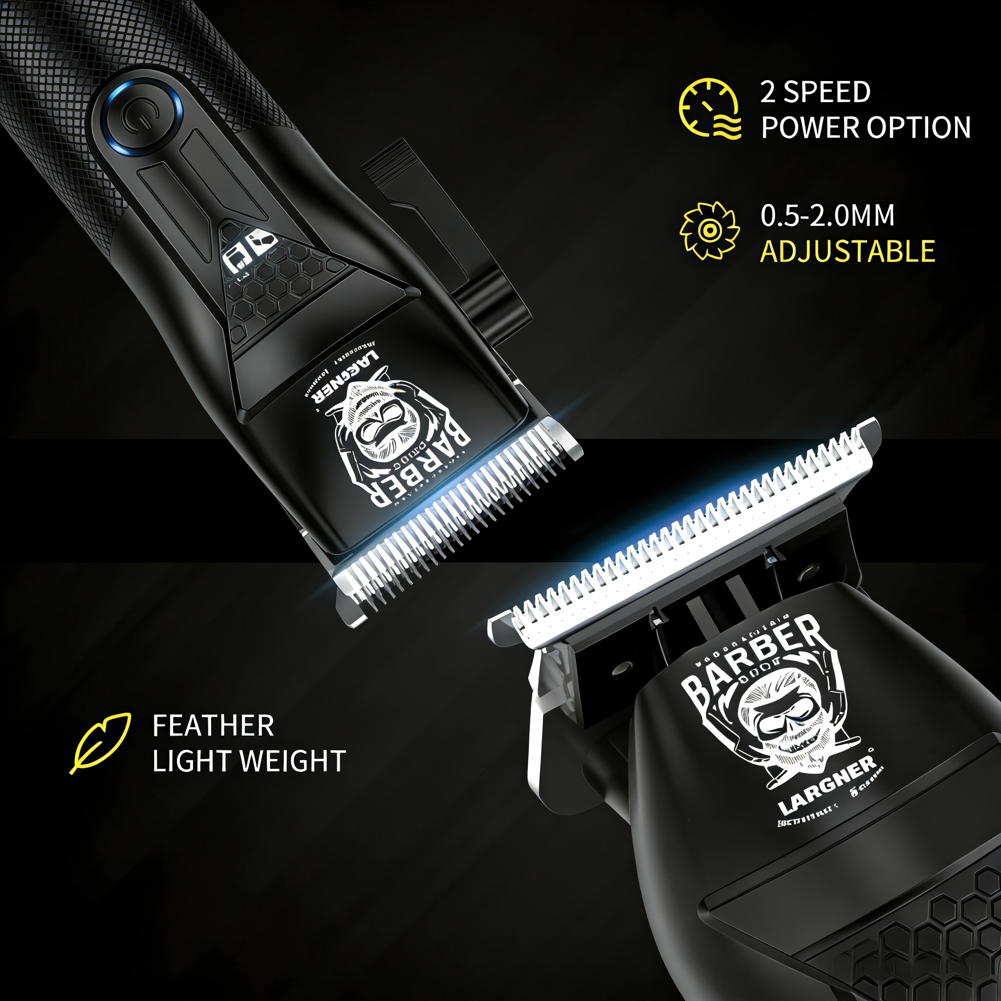LARGNER Professional 3-in-1 Grooming Set – Cordless Hair Clipper, T-Blade Trimmer, and Foil Shaver Kit with Digital LED Display