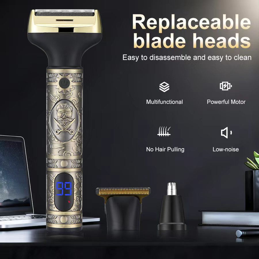1 Professional Men's Electric Shaver with LED Display, USB Charging, Professional Hair Clipper, Trimmer, Beard Trimmer, Hair / Beard Trimmer, Hair Clipper Set