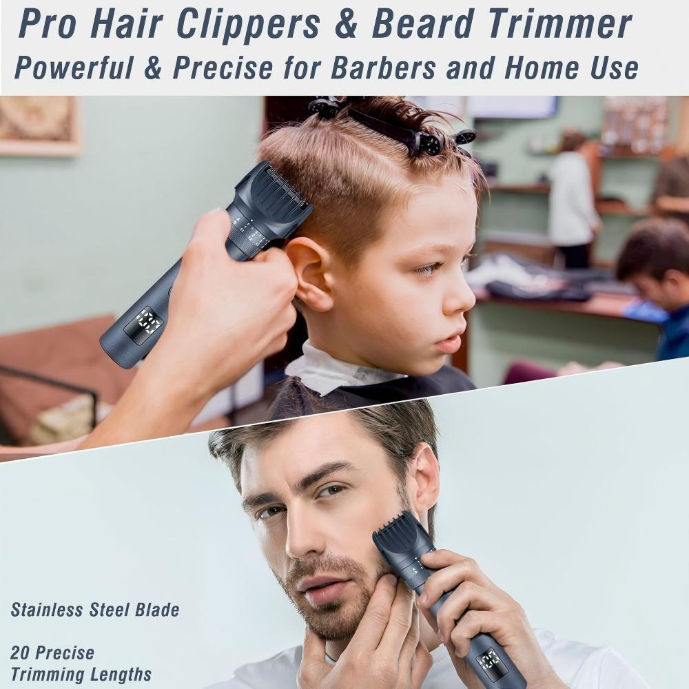 Beard Trimmer for Men Hair Clippers Haircuts Set with Precise Dial Adjustable 20 Length Setting - Close Electric Shavers Hair Trimmer Kit for Mens Face Head Body Nose Ear - USB-C Recharge Dock