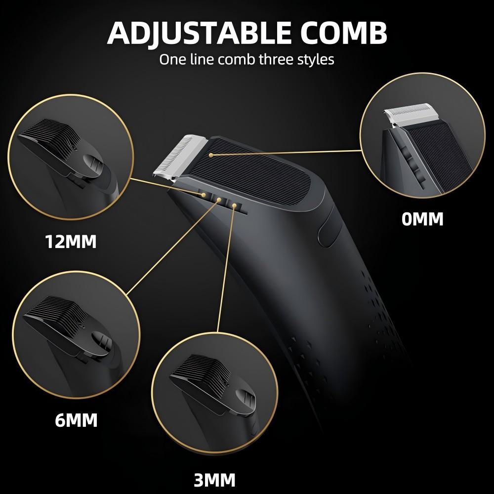 Groin Hair Trimmer for Men Waterproof Electric Manscape Body Hair Trimmer Ball Shaver Groomer for Pubic Body Grommer with Ceramic Blade, LED Light, Charging Base