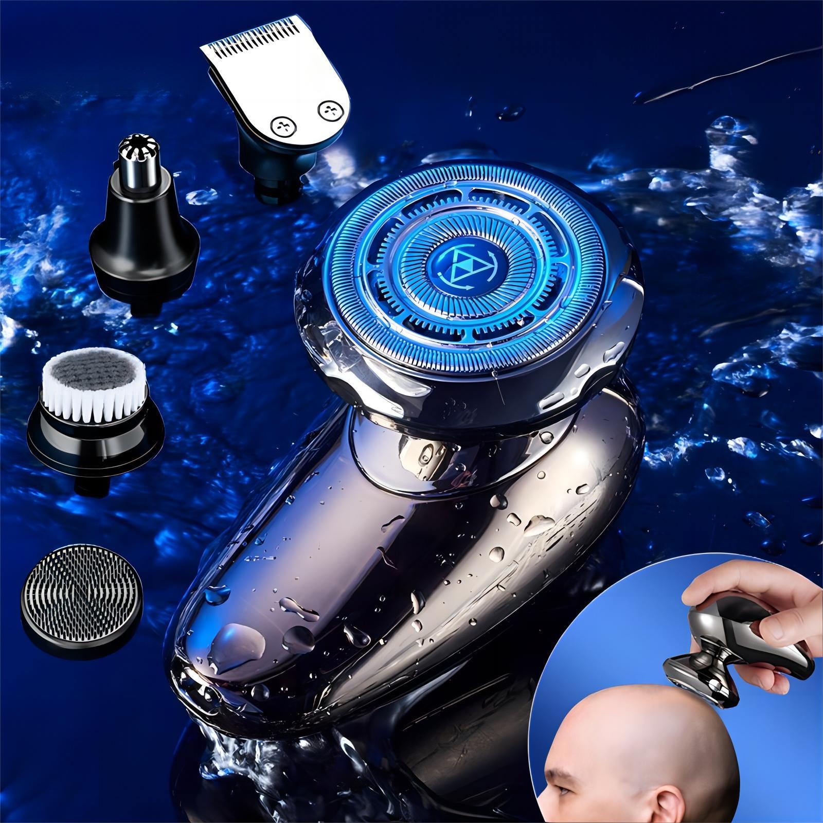 Electric Shaver One-Button Use Electric Razor for Men Rotary Portable Mini Shaver Pocket Size, Rechargeable, Wet&Dry, IPX6 Waterproof, Travel, Home, Office, Car (Black)