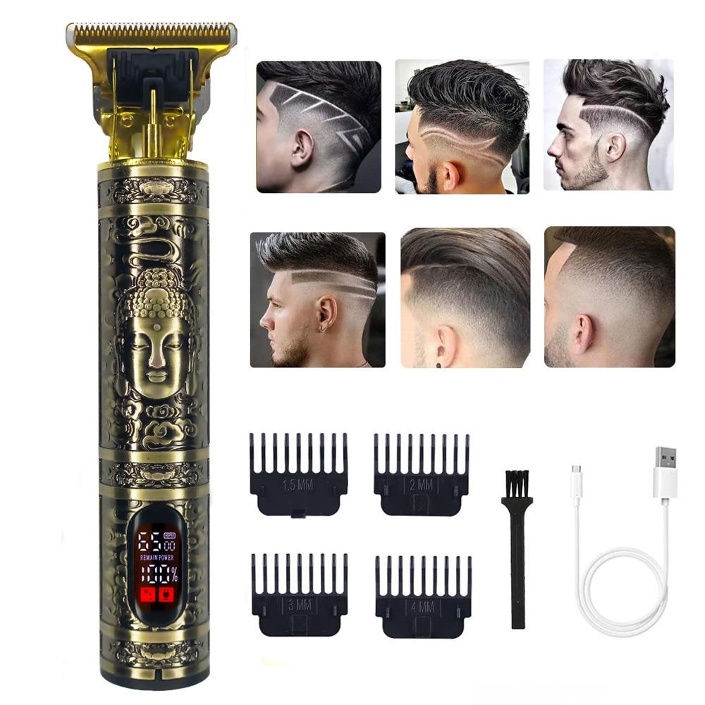 Professional Beard Trimmer for Men, Hair Clippers with 4 Limit Combs, Cordless Rechargeable with LCD Display, Approaching Zero Gapped Cutting Grooming Kit