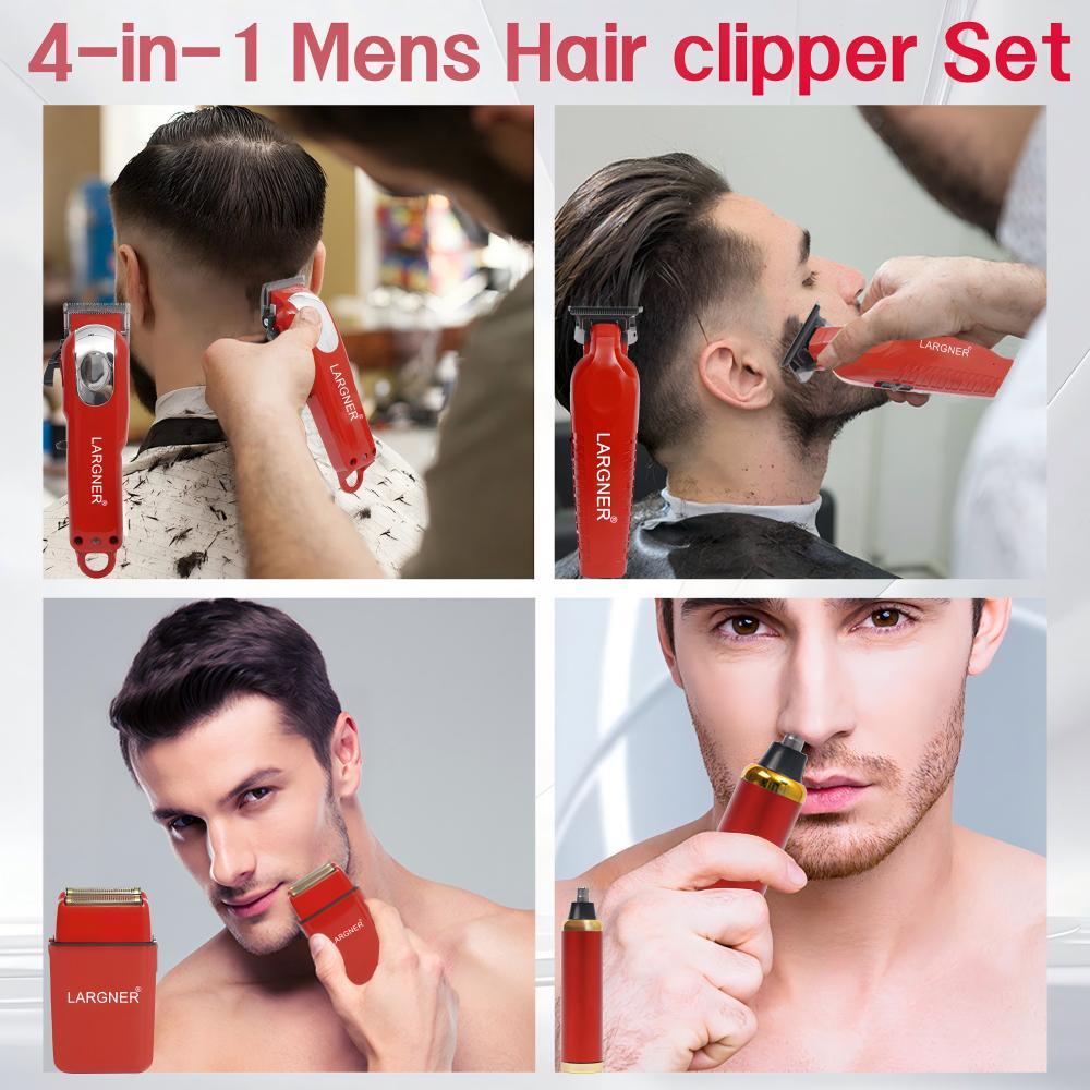 Vader Trimmer & Crunch Foil Shaver Barber Haircutting Kit | Professional DLC T-Blade Beard Trimmer ST3778 & STF602 Waterproof IPX6 Shaver Set | Red