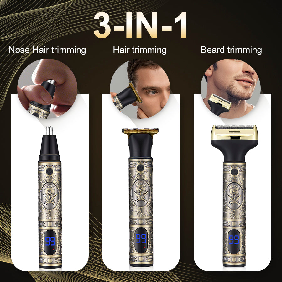 1 Professional Men's Electric Shaver with LED Display, USB Charging, Professional Hair Clipper, Trimmer, Beard Trimmer, Hair / Beard Trimmer, Hair Clipper Set
