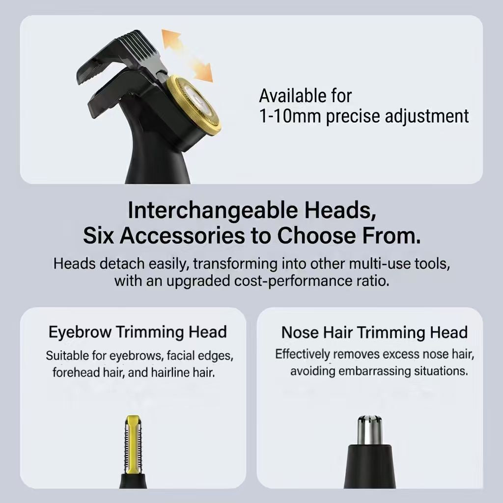 Professional Grooming Kit – All-in-One Cordless Electric Trimmer, Nose Hair Clipper, and Precision Shaver Set with USB Fast Charging