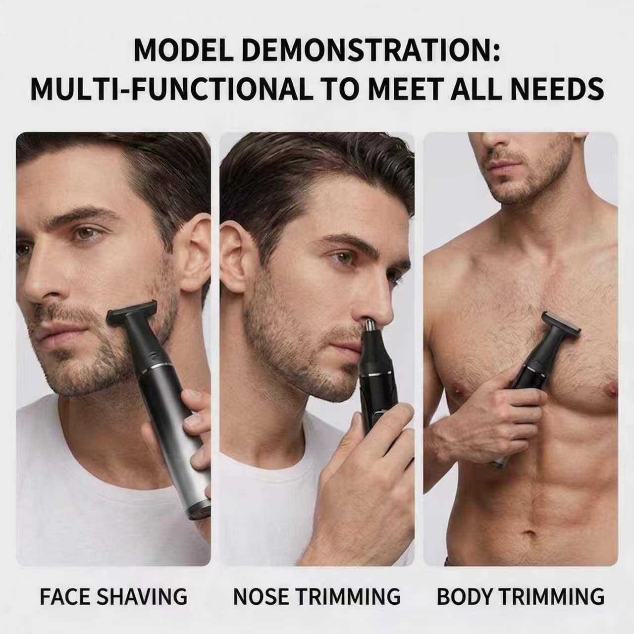 Professional Grooming Kit – All-in-One Cordless Electric Trimmer, Nose Hair Clipper, and Precision Shaver Set with USB Fast Charging
