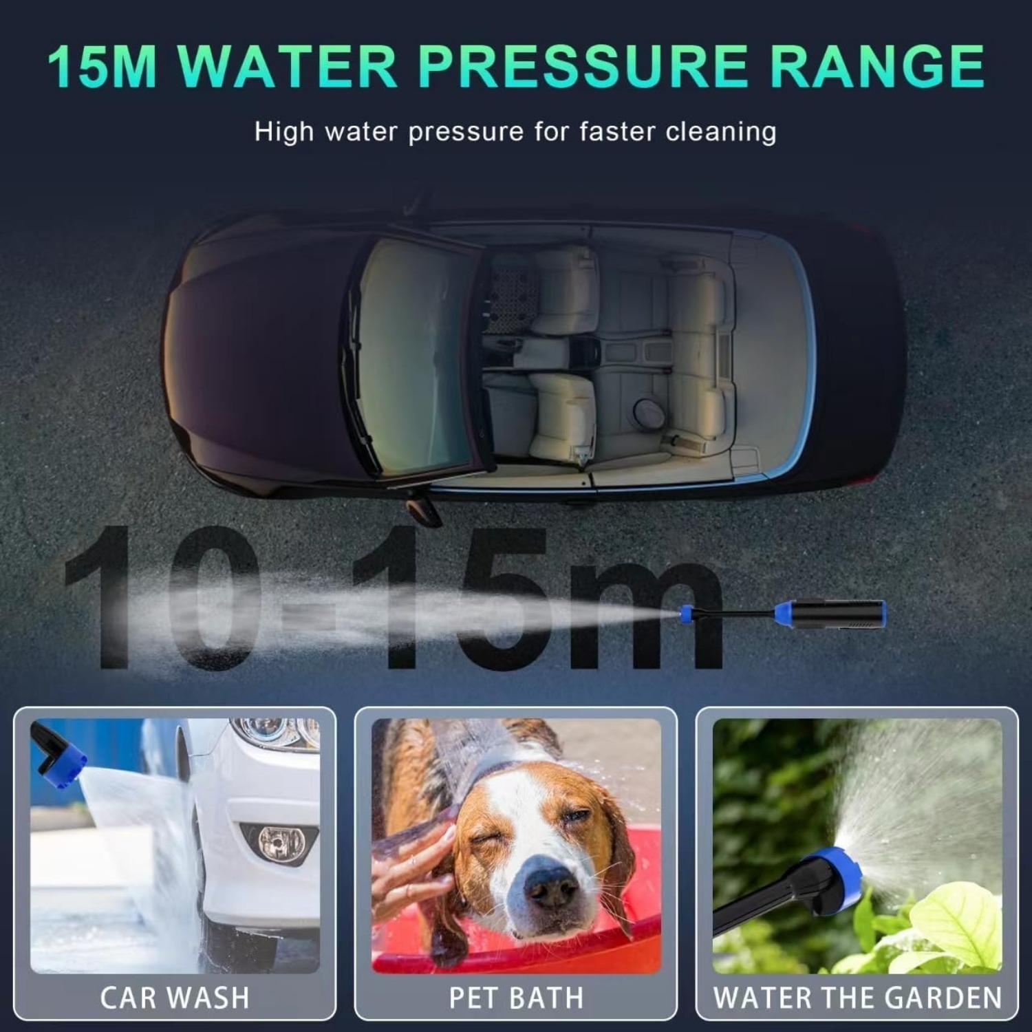 Cordless Power Washer Portable, 800 PSI High Pressure Washer Gun,15000mAh Battery Operated Power Washer with 6-in-1 Adjustable Nozzle, Handheld Pressure Washer for Car, Home& Patio Cleaning