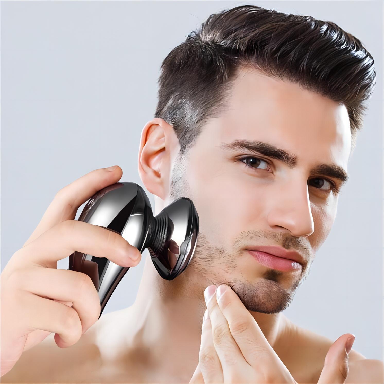 Electric Shaver One-Button Use Electric Razor for Men Rotary Portable Mini Shaver Pocket Size, Rechargeable, Wet&Dry, IPX6 Waterproof, Travel, Home, Office, Car (Black)