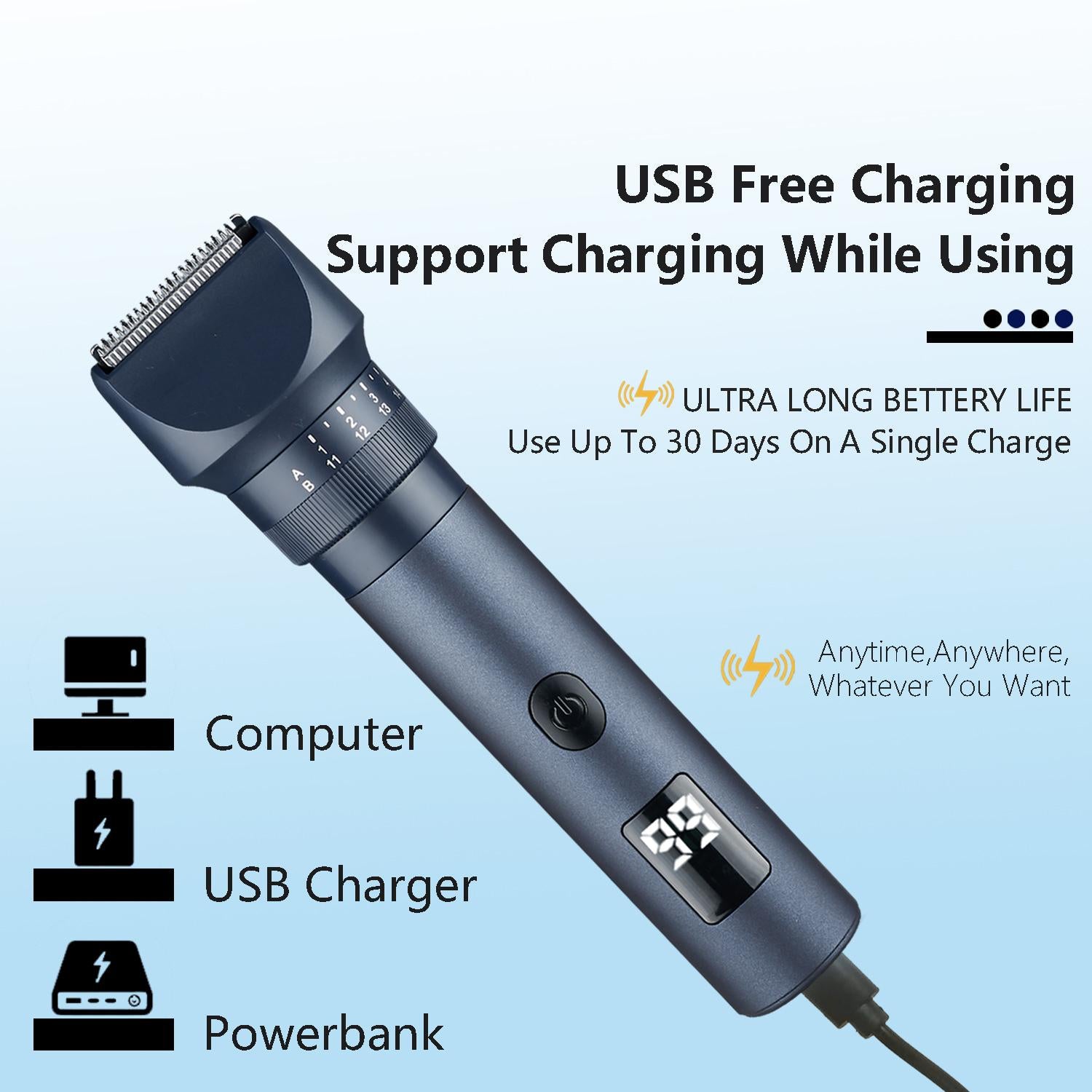 Beard Trimmer for Men Hair Clippers Haircuts Set with Precise Dial Adjustable 20 Length Setting - Close Electric Shavers Hair Trimmer Kit for Mens Face Head Body Nose Ear - USB-C Recharge Dock