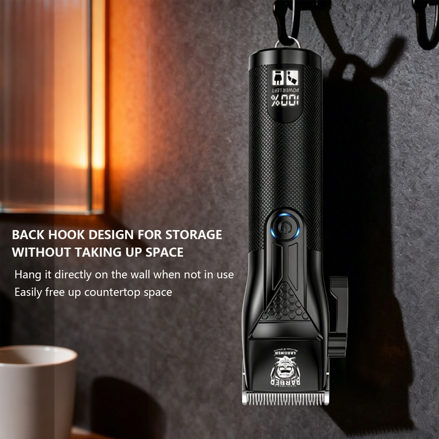 LARGNER 2-in-1 Barber Kit for Men, Metal Grip Cordless Hair Clipper & T-Blade Beard Trimmer with Smart LCD, Matte Black