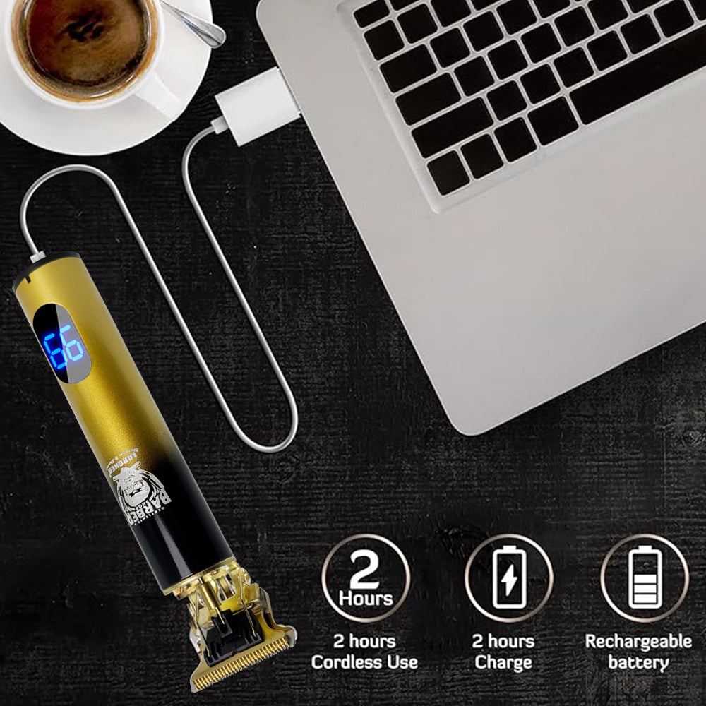 LARGNER - 2 in 1 Professional Men's Hair Clipper Set, Shaver and Men's Facial Grooming Tool, Rechargeable Hair Clipper Kit and Trimming Tool (Black Gold Gradient)