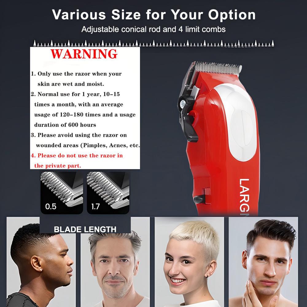 3-in-1 Barber Bundle | Pro Clipper, DLC T-Shaper Trimmer & Crunch Foil Shaver | Professional Beard Trimmer Men’s Hair Clipper Kit | Red