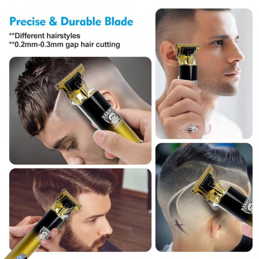 LARGNER - 2 in 1 Professional Men's Hair Clipper Set, Shaver and Men's Facial Grooming Tool, Rechargeable Hair Clipper Kit and Trimming Tool (Black Gold Gradient)