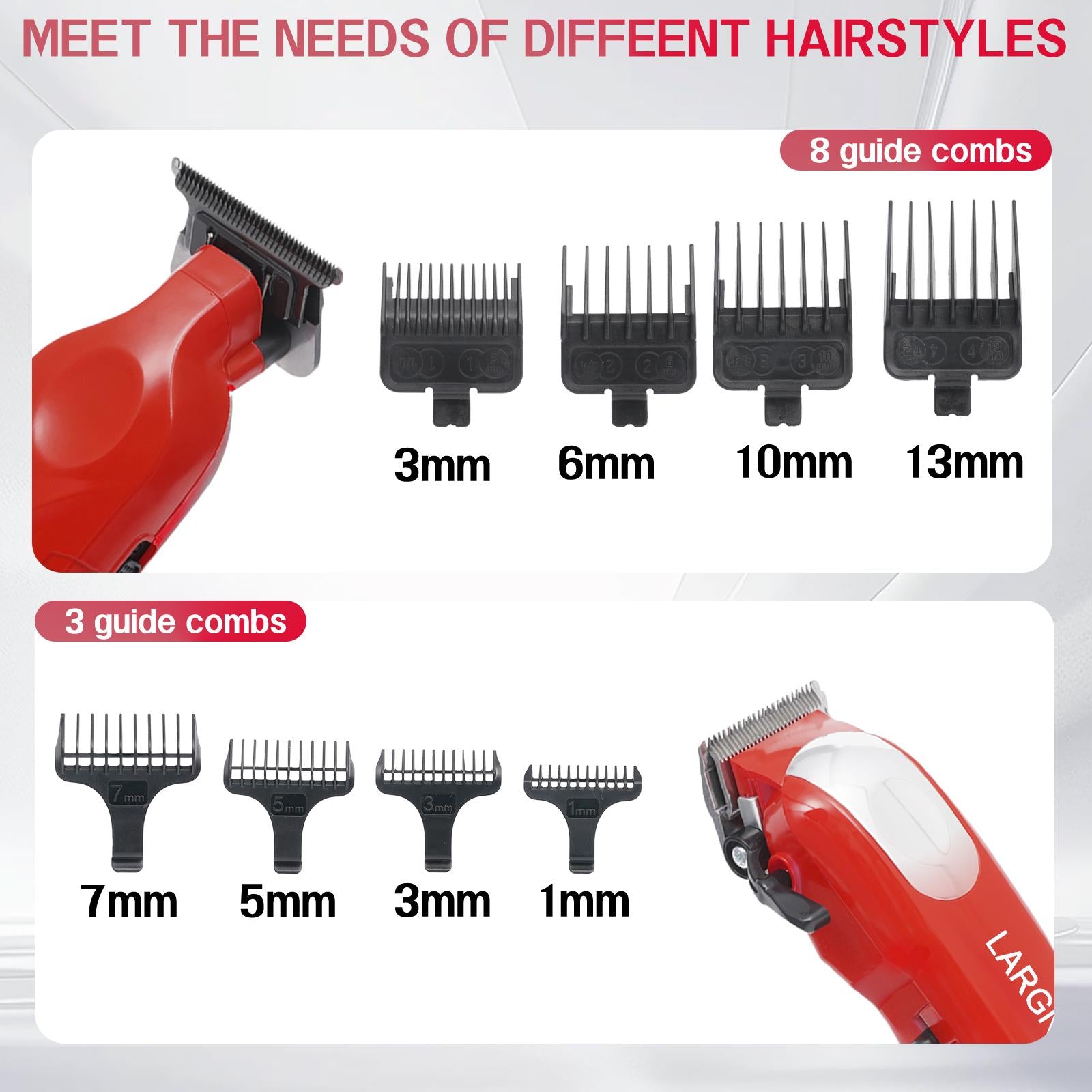 3-in-1 Barber Bundle | Pro Clipper, DLC T-Shaper Trimmer & Crunch Foil Shaver | Professional Beard Trimmer Men’s Hair Clipper Kit | Red