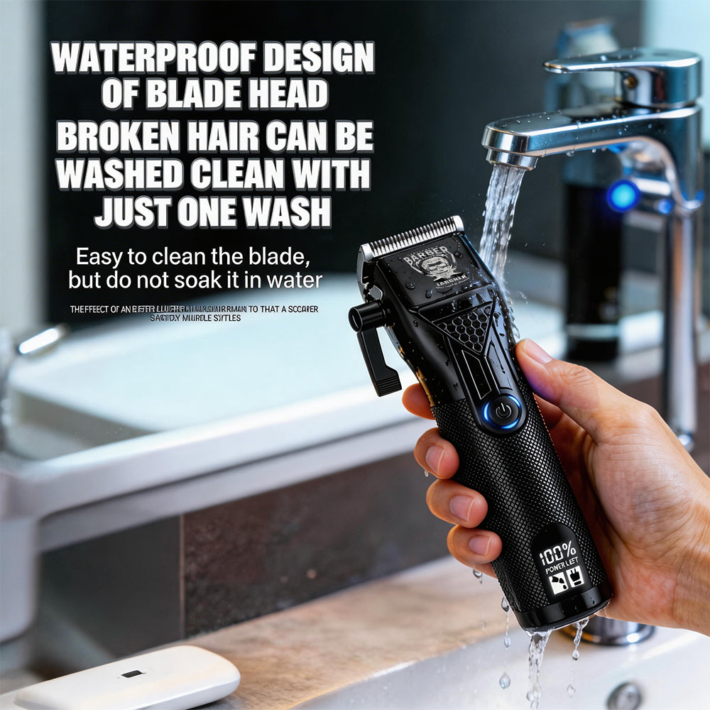 LARGNER Professional Cordless Hair Clipper – High-Performance Barber Grooming Tool with LED Battery Display and Complete Accessory Kit