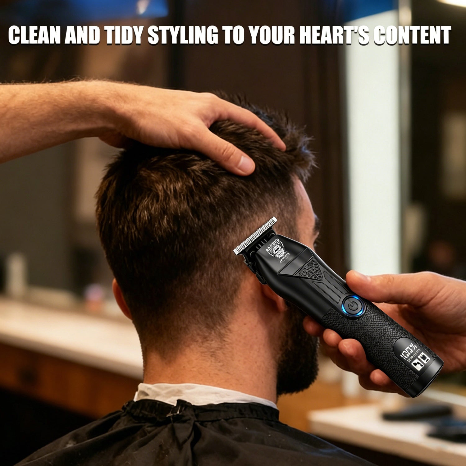 LARGNER 2-in-1 Barber Kit for Men, Metal Grip Cordless Hair Clipper & T-Blade Beard Trimmer with Smart LCD, Matte Black
