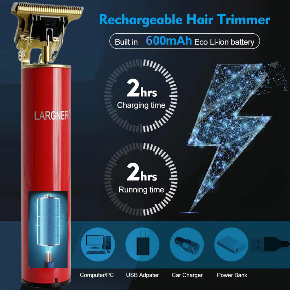 LARGNER Electric Barber Grooming Kit Rechargeable Cordless Close Cut T Blade Trimmer Men's Hair Clipper Zero Gap Detail Beard Shaver, Zero Gap T Blade Hair Trimmer LED Display, Rechargeable Cordless Grooming Kit