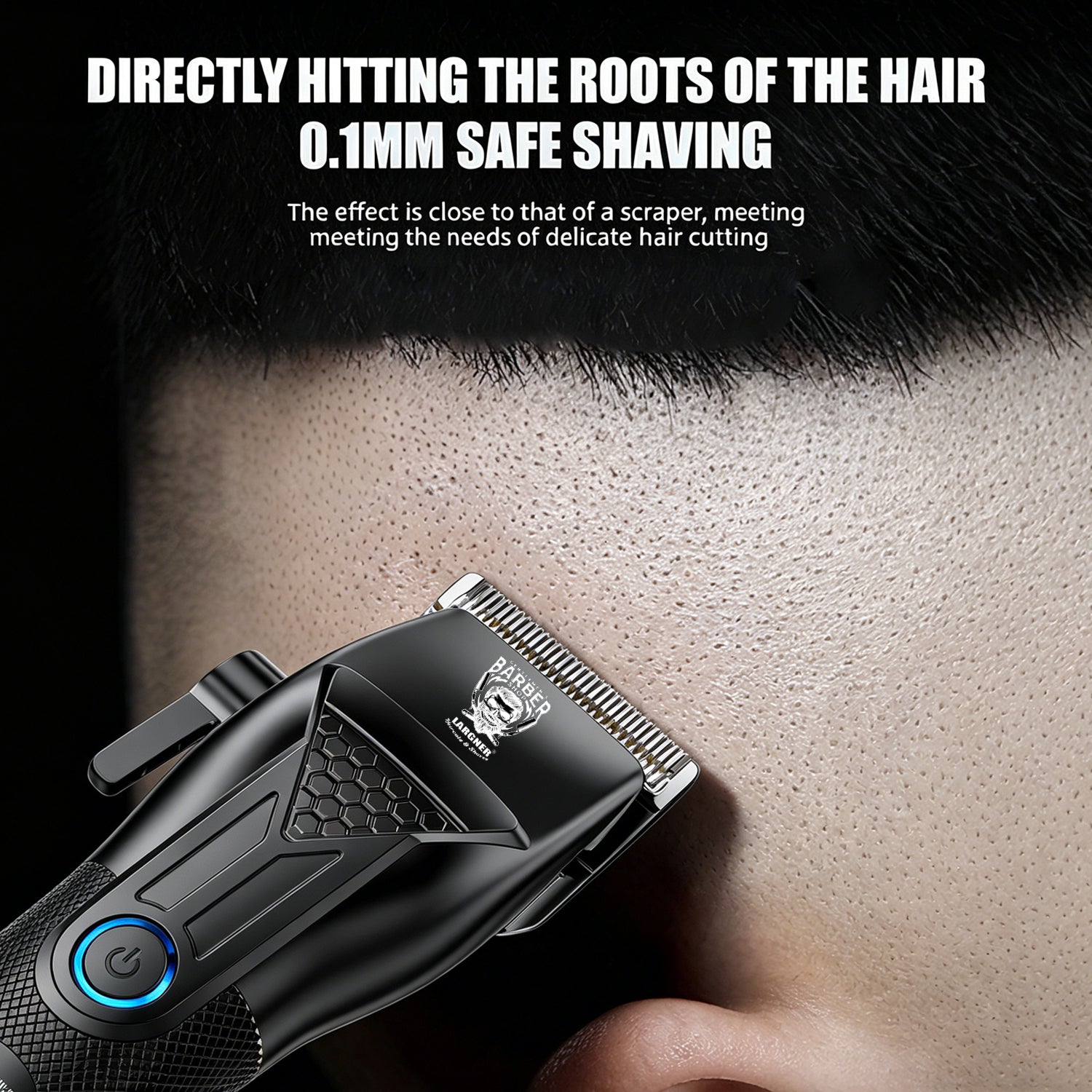 LARGNER 3-in-1 Men's Professional Barber Hair Clipper Set, Cordless T-Blade Trimmer & Foil Shaver Kit with LCD, 2-Speed & Travel Lock, Black