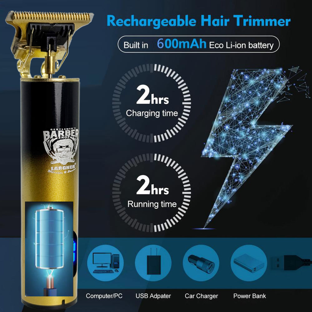 LARGNER - 2 in 1 Professional Men's Hair Clipper Set, Shaver and Men's Facial Grooming Tool, Rechargeable Hair Clipper Kit and Trimming Tool (Black Gold Gradient)