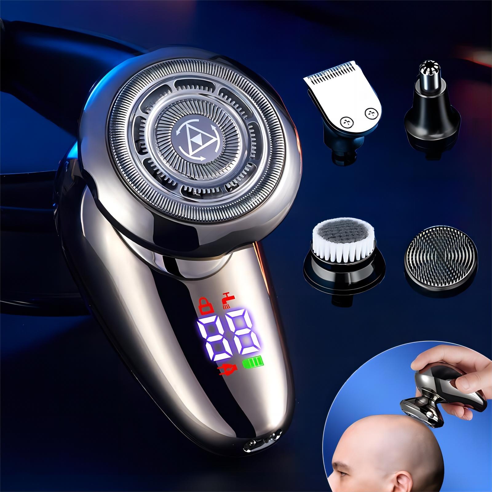 Electric Shaver One-Button Use Electric Razor for Men Rotary Portable Mini Shaver Pocket Size, Rechargeable, Wet&Dry, IPX6 Waterproof, Travel, Home, Office, Car (Black)