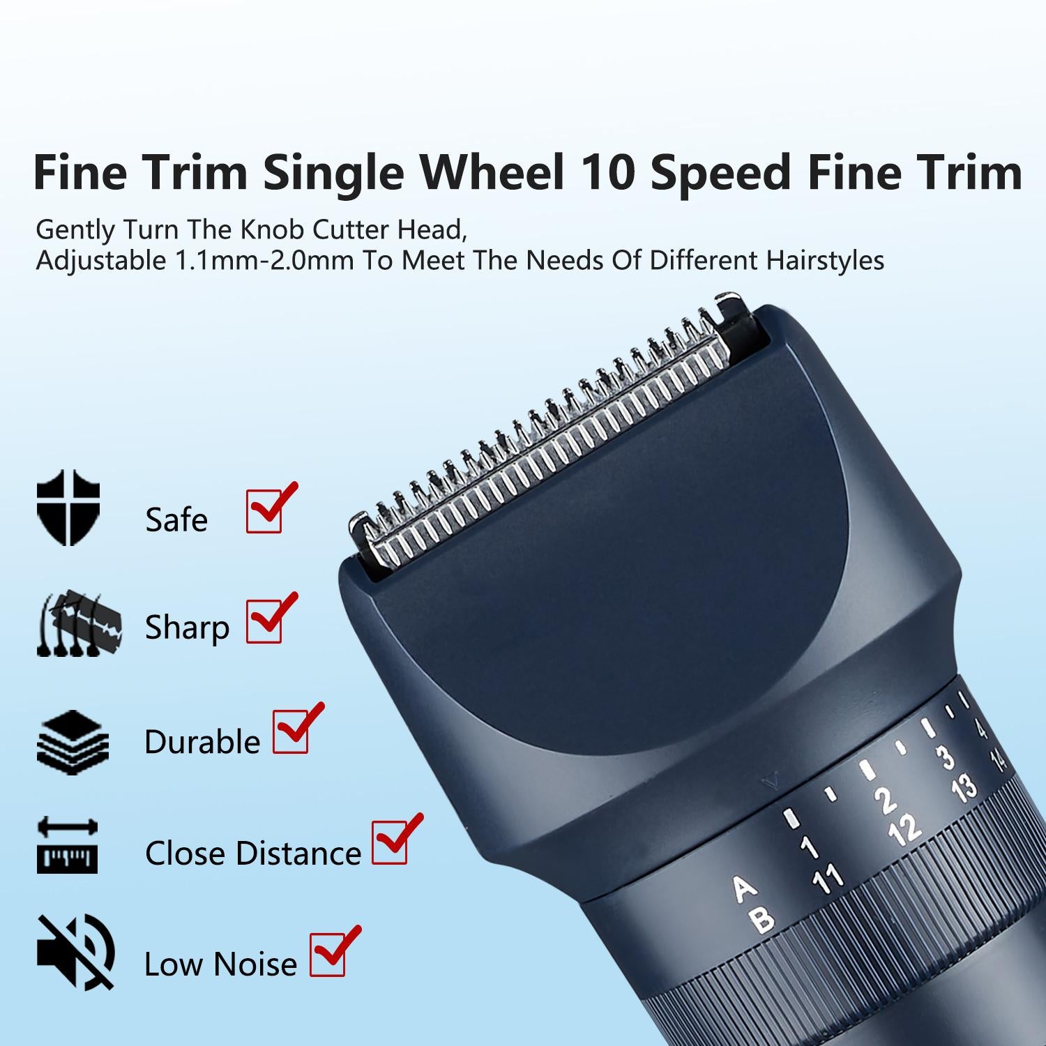 Beard Trimmer for Men Hair Clippers Haircuts Set with Precise Dial Adjustable 20 Length Setting - Close Electric Shavers Hair Trimmer Kit for Mens Face Head Body Nose Ear - USB-C Recharge Dock