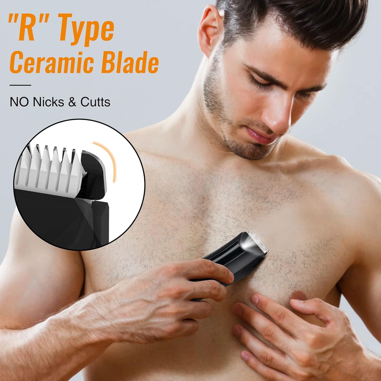 Electric Body Hair Trimmer for Men, Pubic Hair Trimmer Clipper Shaver, Mens Gift Rechargeable Cordless Body Hair Groomer with Four Guide Combs for Body Hair, Ball and Groin Area.